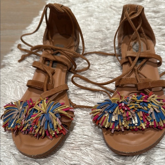 Steve Madden Colorful Fringe wrap Sandals - Picture 1 of 1
